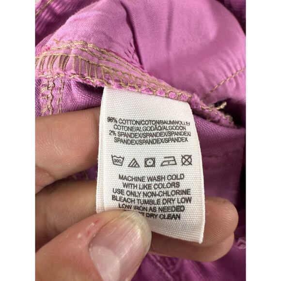 New Free People Sz 27 Corduroy Jean Purple Hot Rose Button Zip Straight Leg Pant - Picture 11 of 12